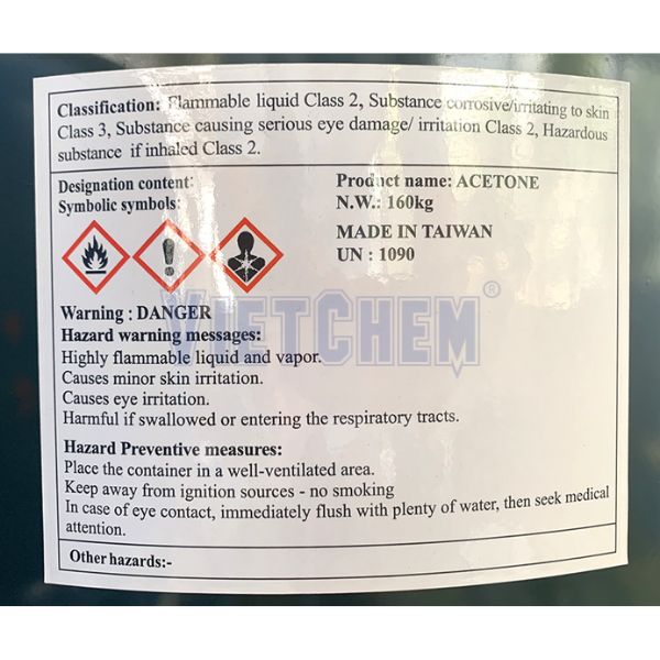 Acetone C3H6O 99%, 160kg/phuy 67-64-1